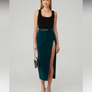 LAMARQUE
Jay Faux-Leather High-Slit Maxi Skirt Green XS